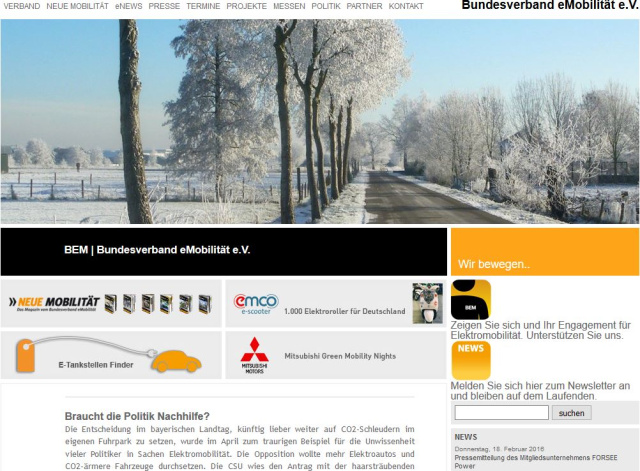 Screenshot Bundeverband eMobilität e.V.